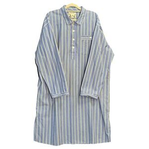 Peter Christian Nightshirt 100% Organic Cotton Long Striped Blue Men's Sz XXXL
